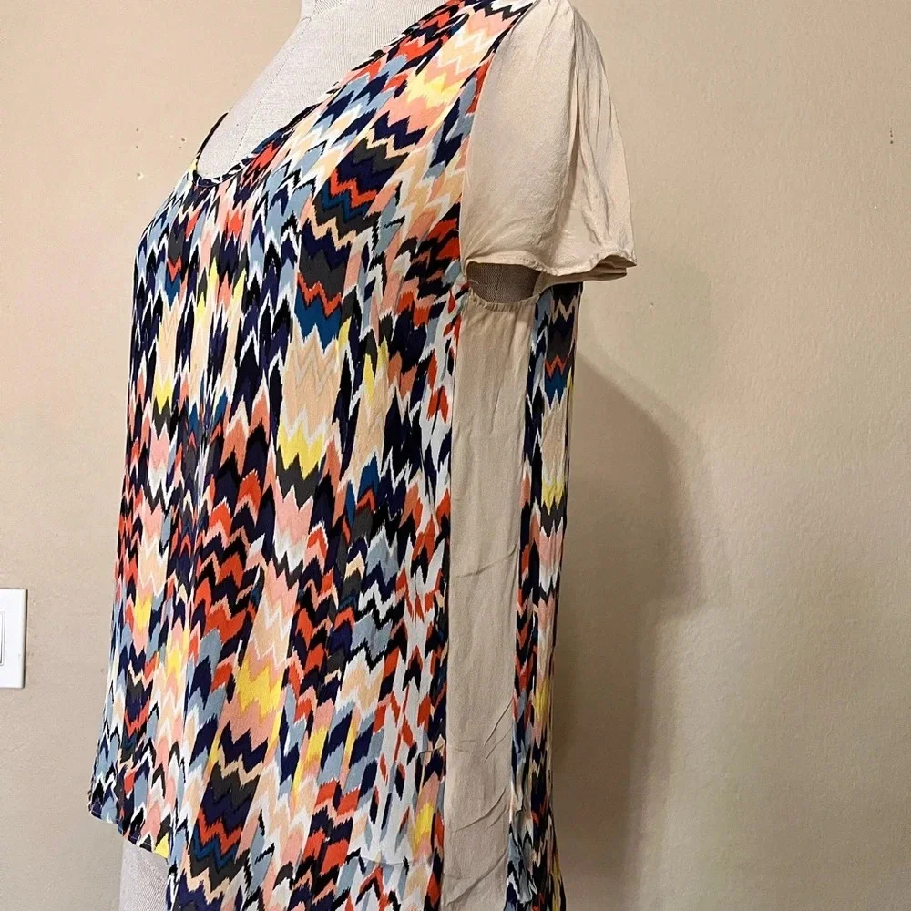 Women’s Anthropologie Maeve multi colored sheer business casual top art to‎ wear